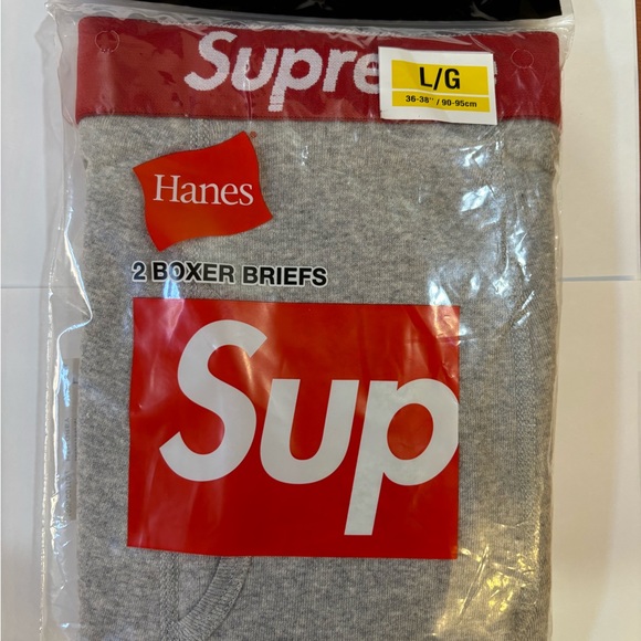 Supreme Hanes Heather Grey Boxer 2 pack Size Large SS24 - Picture 2 of 4